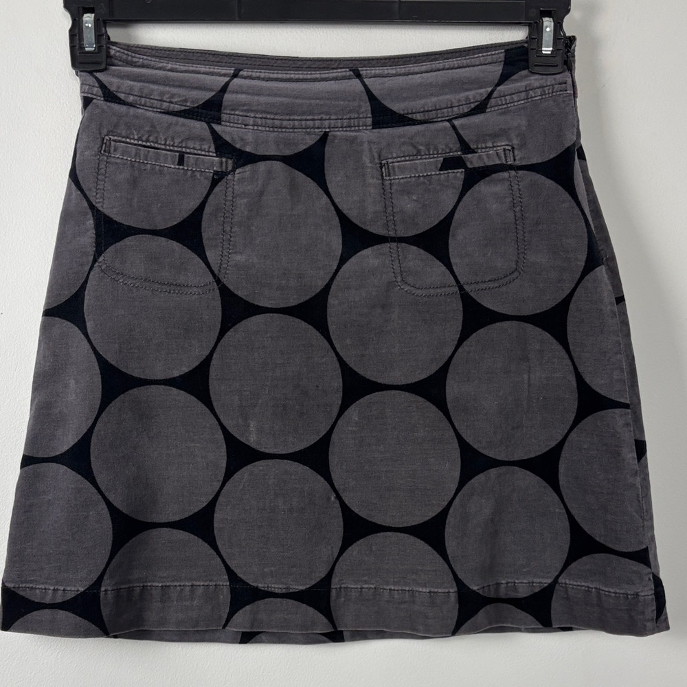 Boden Stylish Gray Circle Pattern Skirt cotton 97% elastane 3% velvet size 12R